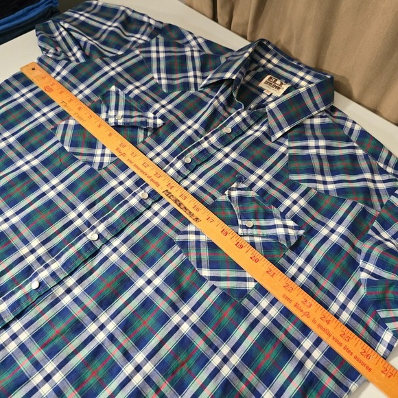 Vintage Ely Cattleman‎ Mens Shirt XL Plaid Long Sleeve Pearl Snap Western Cowboy - Picture 8 of 11